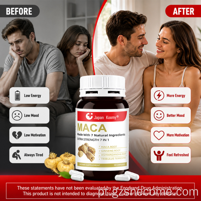 Shecome Maca Root Extra Support Energy Maca Cápsulas